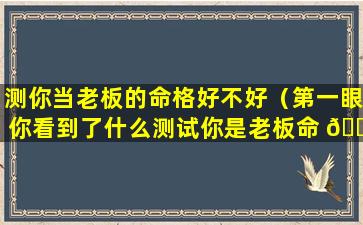 测你当老板的命格好不好（第一眼你看到了什么测试你是老板命 🐟 还是打工命）